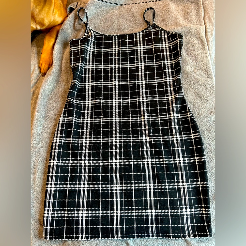 Black & White Plaid Mini Dress 🐼